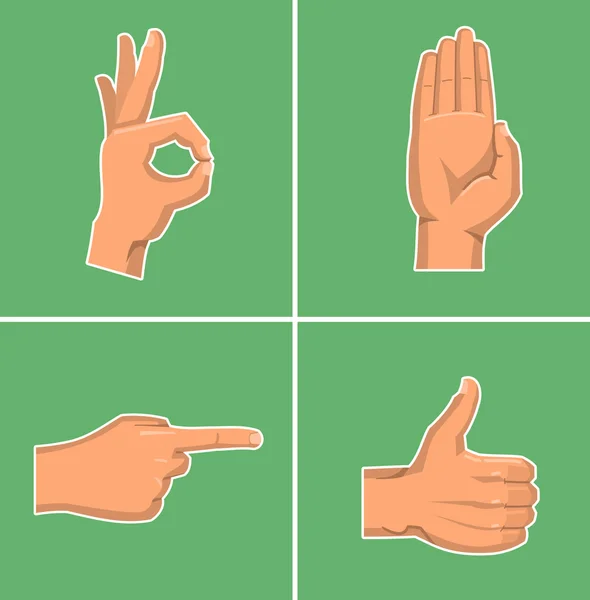 Hand gester illustration (färgade) — Stock vektor