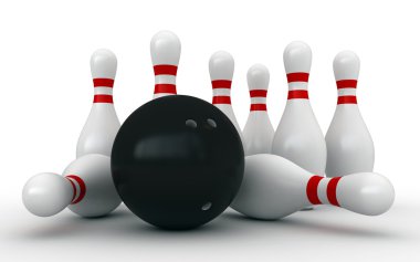 pimleri ve top bowling 3d render