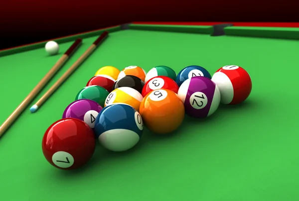 3D-Darstellung von Billard — Stockfoto