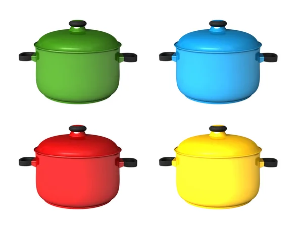 3d rendering of saucepans — Stock Photo, Image