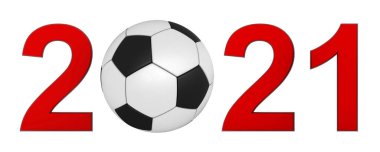 2021 yılının kavramsal 3d canlandırması beyaz üzerine izole edilmiş