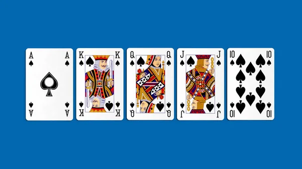 Renderowania Kart Gry Pokera Flash Royal Kombinacji — Zdjęcie stockowe