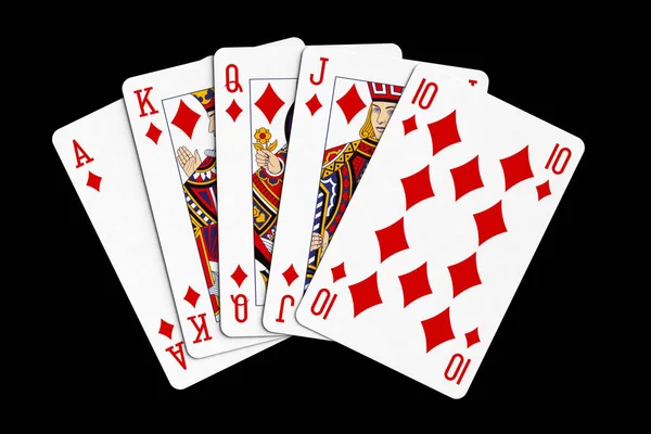 3d render of playing cards in poker\'s flash royal combination