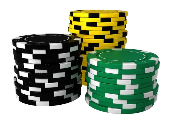 Weergave Van Casino Chips Geïsoleerd Witte Achtergrond — Stockfoto