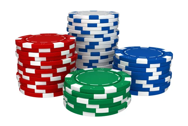 Renderizado Chips Casino Aislados Sobre Fondo Blanco —  Fotos de Stock
