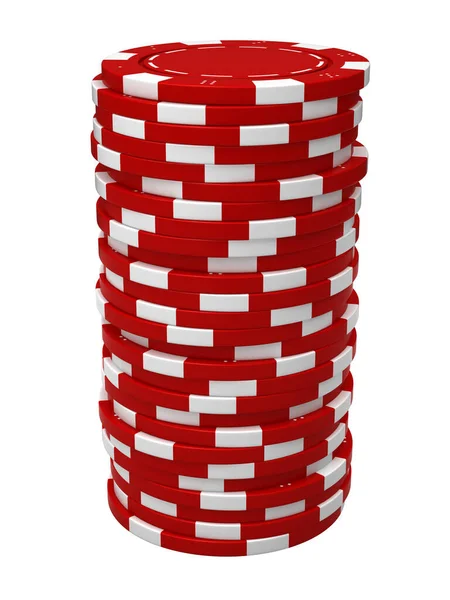 Renderização Fichas Casino Vermelho Pilha Isolada Sobre Fundo Branco — Fotografia de Stock