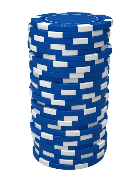 Renderizado Fichas Casino Azul Pila Aislada Sobre Fondo Blanco —  Fotos de Stock