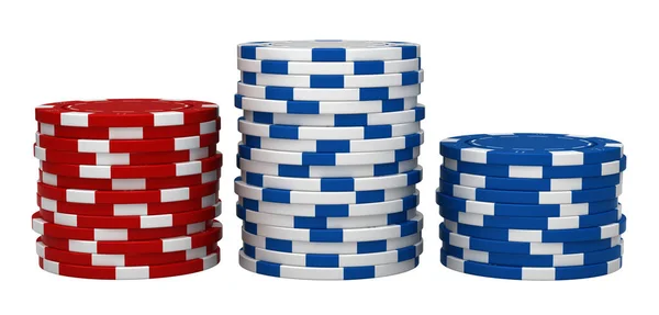 Weergave Van Casino Chips Geïsoleerd Witte Achtergrond — Stockfoto