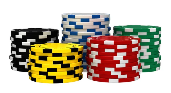 Weergave Van Casino Chips Geïsoleerd Witte Achtergrond — Stockfoto