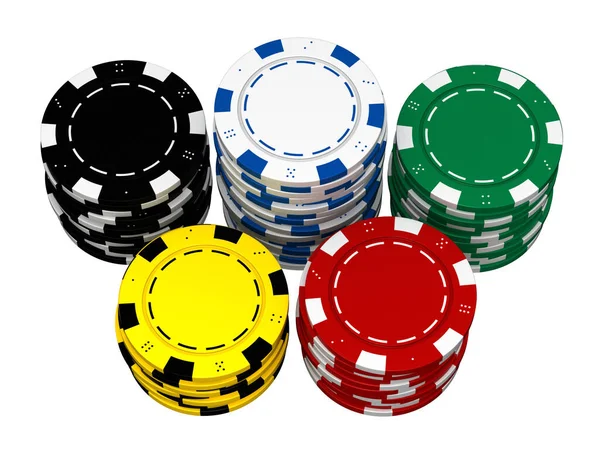 Renderizado Chips Casino Aislados Sobre Fondo Blanco —  Fotos de Stock