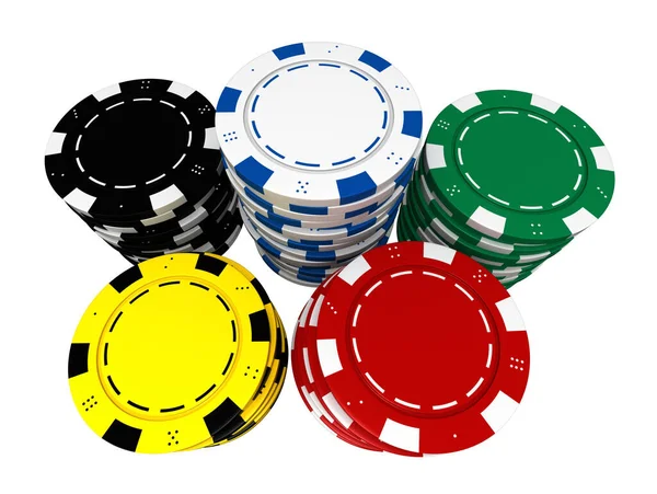 Renderizado Chips Casino Aislados Sobre Fondo Blanco — Foto de Stock