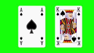 Pokerin flaş kraliyet kombinasyonunda kart oynamanın 3 boyutlu animasyonu