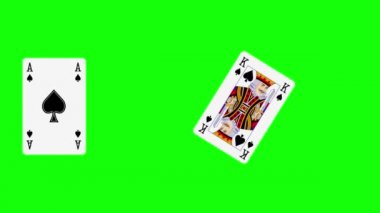 Pokerin flaş kraliyet kombinasyonunda kart oynamanın 3 boyutlu animasyonu