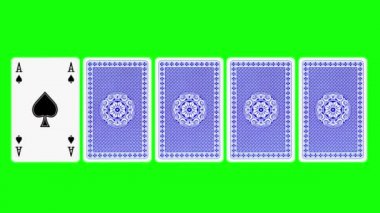 Pokerin flaş kraliyet kombinasyonunda kart oynamanın 3 boyutlu animasyonu