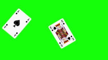 Pokerin flaş kraliyet kombinasyonunda kart oynamanın 3 boyutlu animasyonu