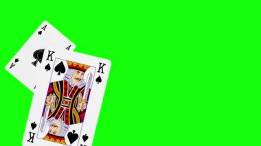 Pokerin flaş kraliyet kombinasyonunda kart oynamanın 3 boyutlu animasyonu