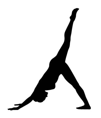 Yoga yapan kadın siluetinin soyut vektör çizimi