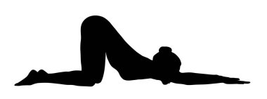 Yoga yapan kadın siluetinin soyut vektör çizimi