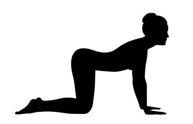 Yoga yapan kadın siluetinin soyut vektör çizimi