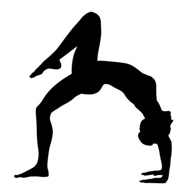 Yoga yapan kadın siluetinin soyut vektör çizimi
