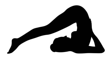 Yoga yapan kadın siluetinin soyut vektör çizimi
