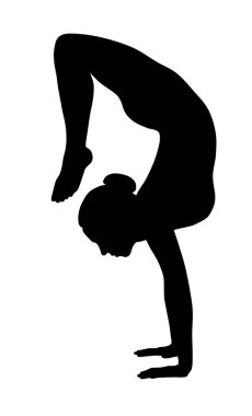 Yoga yapan kadın siluetinin soyut vektör çizimi