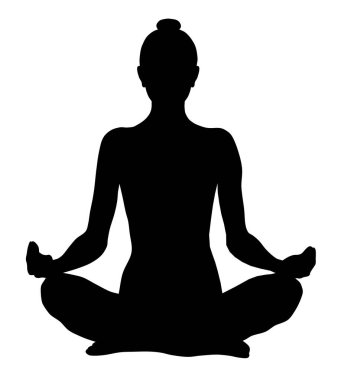 Yoga yapan kadın siluetinin soyut vektör çizimi