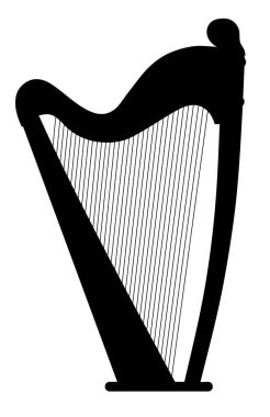 Beyaz arkaplanda harp siluetinin vektör illüstrasyonu