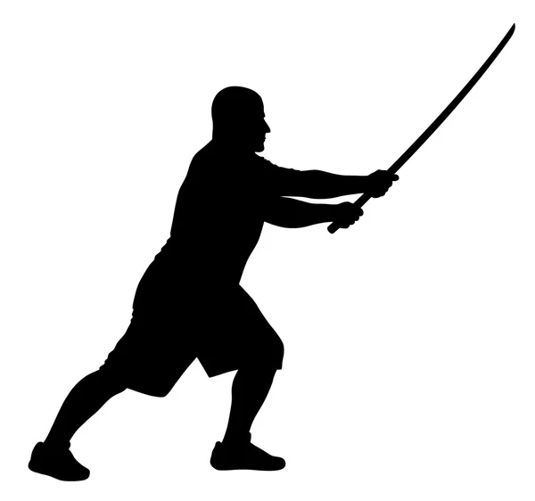 Hombre con bokken — Vector de stock