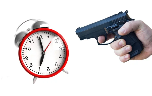 Orologio e pistola — Foto Stock