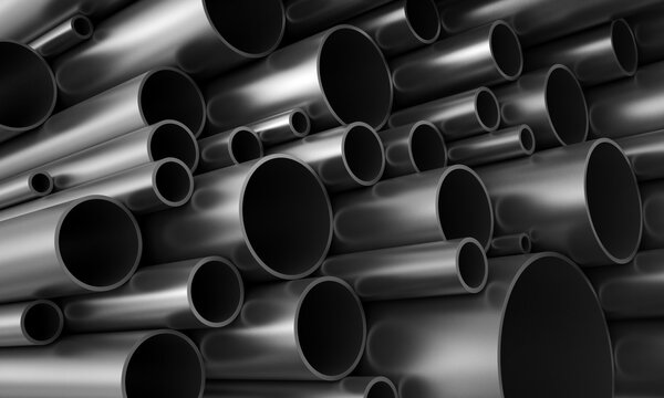 3d render of steel pipes