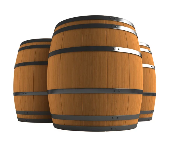 3D renderowania drewniane beczki — Zdjęcie stockowe