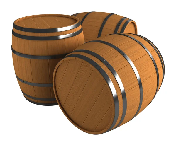 3D renderowania drewniane beczki — Zdjęcie stockowe
