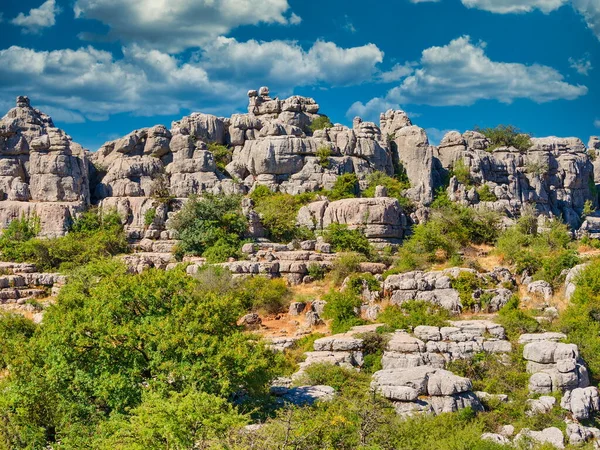 Natural wonder of the karst erosion in the El Torcal de Antequera Nature Reserve, Andalusia, Spain
