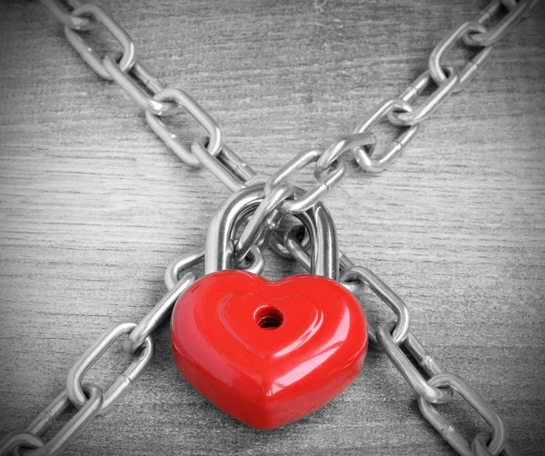 heart lock chain black and white photo red vintage retro