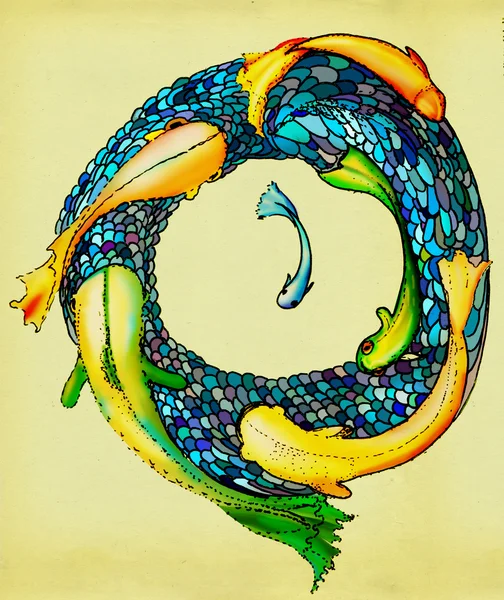 Balık ölçekler bir daire içinde Yüzme