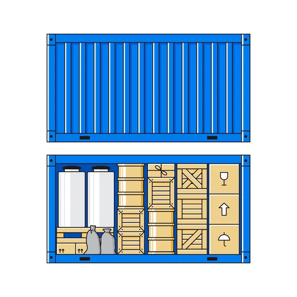 Blauer Frachtcontainer — Stockvektor