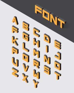 izometrik 3d yazı seti yazın. 