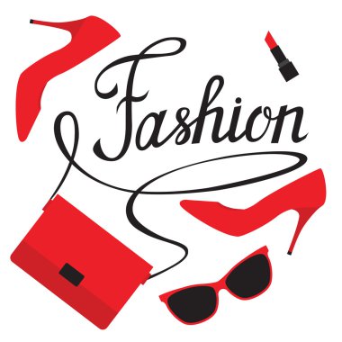 Yazı moda. Düz illüstrasyon vektör