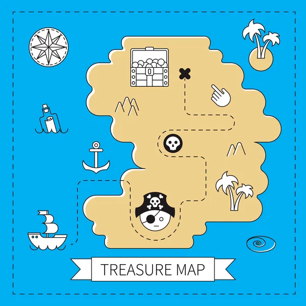 Mapa vectorial isla tesoro pirata — Vector de stock