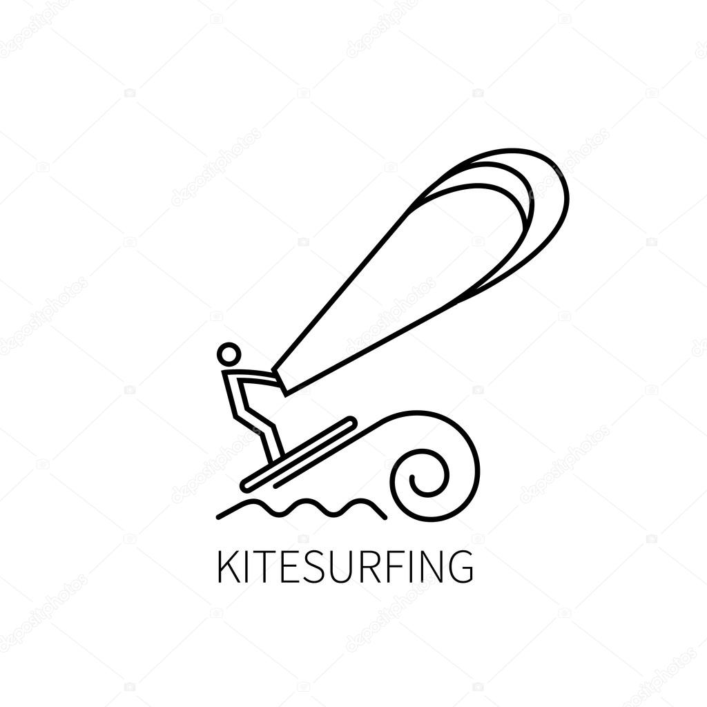 Kitesurfing logo thin line — Stock Vector © sunolga 115305490