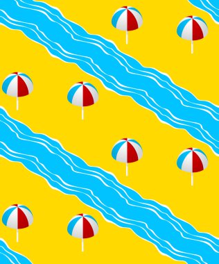 Yaz da Denizi ile seamless modeli şemsiye.