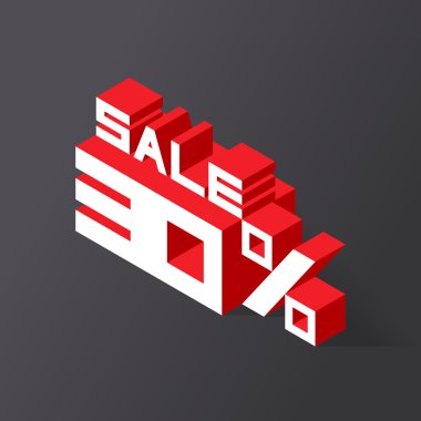 Satılık siyah arka plan üzerinde % 30