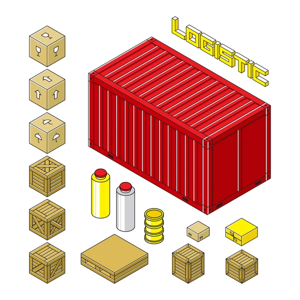 3 차원 isometric 스타일에서 설정 하는 물류 — 스톡 벡터