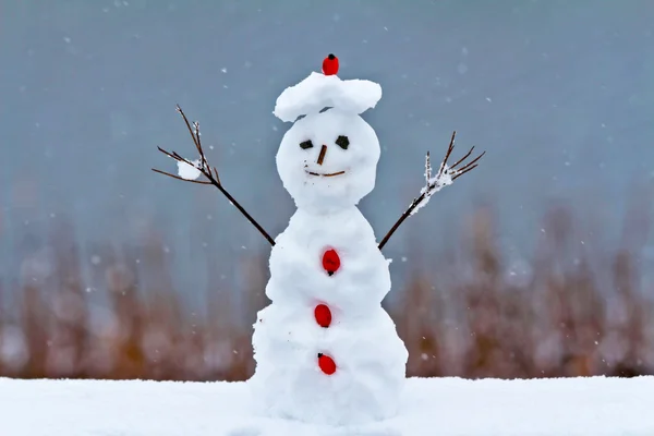 Komik kardan adam ayakta karda — Stok fotoğraf