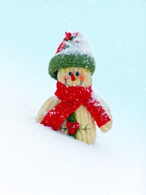 Bir kardan adam karda ile neşeli Noel Kartpostalı