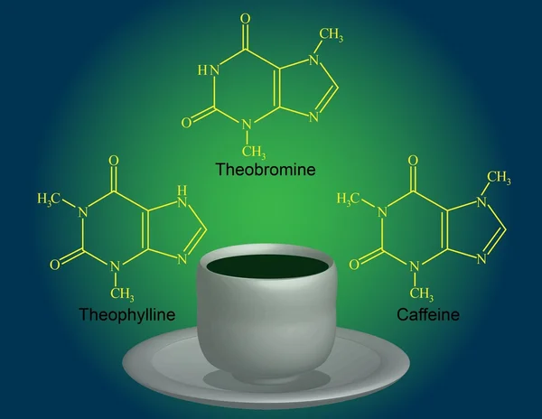 Teobromina, teofilina, cafeína — Fotografia de Stock