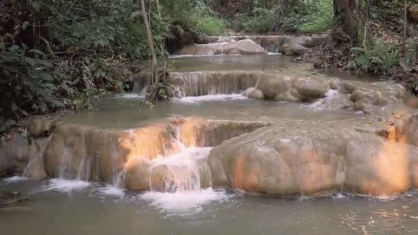 自然のままのジャングルでは、タイの滝 — ストック動画