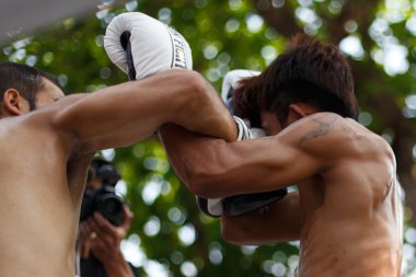 Prison fight, muay thai competition clipart