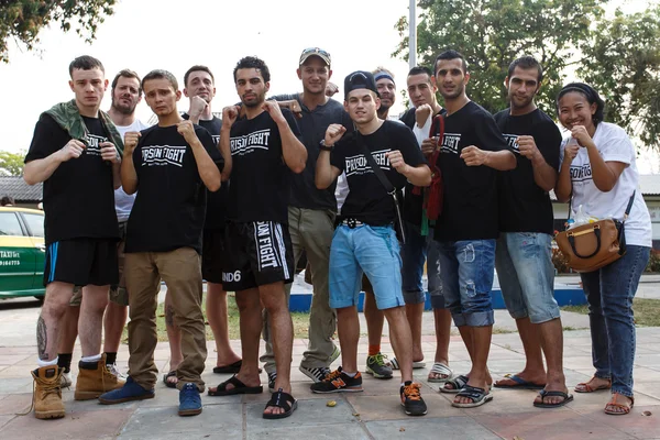 Fighters after the prison fight, muay thai competition — Stock Photo, Image